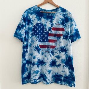 Disney Mickey Mouse American Tie Dye Graphic Tee Shirt